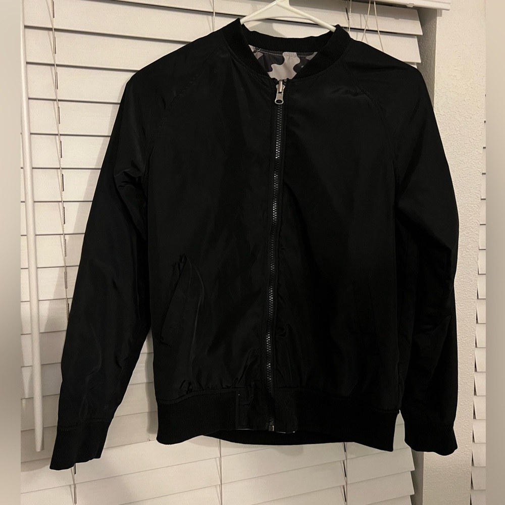 Boys Black/Camo reversible lightweight jacket